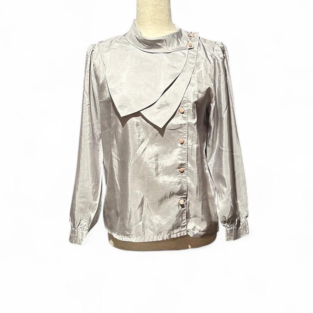 Vintage Silver Button-Down Blouse - image 1